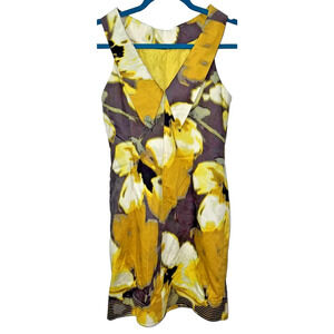 Jessica Howard Dress Sz. 6P US Yellow Multi Floral Cotton Pocket V-Back